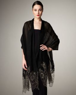 Valentino Metallic Lace Stole, Black