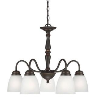Sea Gull Lighting Northbrook 5 Light Roman Bronze Downlight Chandelier with Satin Etched Glass 3512405 191