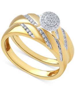 Beautiful Beginnings Diamond Halo Engagement Ring Set in 14k Gold (1/5