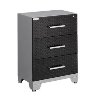 NewAge Products Performance Diamond Plate 33 in. H x 24 in. W x 16 in. D Steel Garage Cabinet for Tools in Black 51203