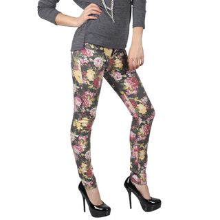 Journee Collection Juniors Floral Print Stretchy Skinny Pants