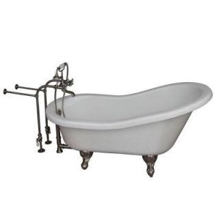 Barclay Products 5.6 ft. Acrylic Ball and Claw Feet Slipper Tub in White with Brushed Nickel TKATS67 WBN2