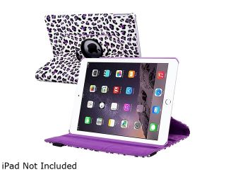Insten White/Purple Leopard Folio 360 degree Swivel Leather Case Cover for Apple iPad Air 2 1997593