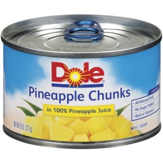 Dole Pineapple Chunks in 100% Pineapple Juice, 8 oz. Can