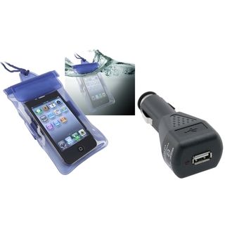 BasAcc Blue Waterproof Bag/ Car Charger for HTC EVO 4G LTE