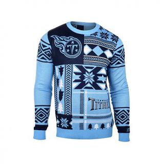 Officially Licensed NFL Patches Crew Neck Ugly Sweater   Titans   7765999