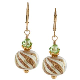 Charming Life 14K Goldfill Green Art Glass Earrings  