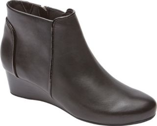 Womens Rockport Total Motion 45mm Wedge Bootie   Black Burnished Calf