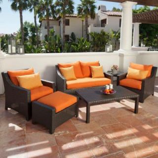 RST Brands Deco 6 Piece Patio Seating Set with Tikka Orange Cushions OP PEOSS6 TKA K