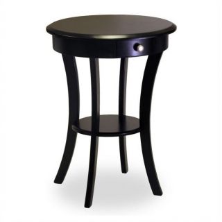 Winsome Wood Sasha Round Accent End Table with Drawer Curved Legs in Black   20227