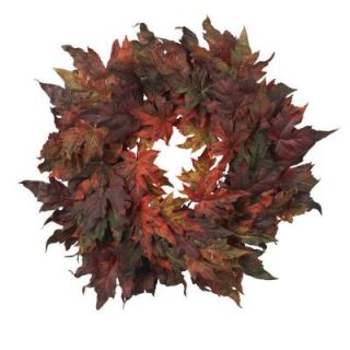 Nearly Natural 30 in. Artificial Wreath with Autumn Maple Leaves 4908
