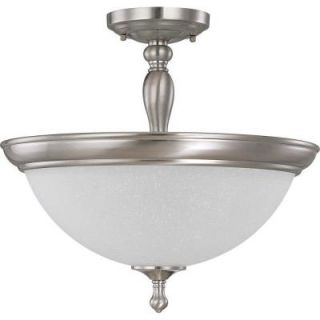 Glomar 3 Light Brushed Nickel Semi Flush Mount Dome Light with Frosted Linen Glass HD 2786
