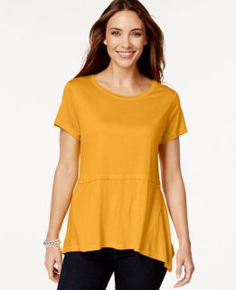 Style & Co. Seamed Bridge Hem T Shirt, Only at   Tops   Women