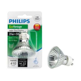 Philips EcoVantage 50W Equivalent Halogen MR16 GU10 Dimmable Flood Light Bulb 428136
