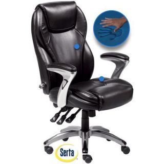 Serta Bonded Leather Ergo Super Task Chair, Black
