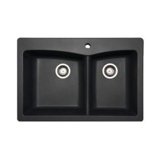 Glacier Bay Saratoga Dual Mount Composite 33 in. 1 Hole Double Bowl Kitchen Sink in Slate 441437