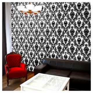 Tempaper Self Adhesive Removable Wallpaper Damsel   Black and White