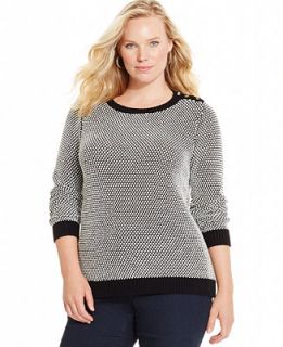 Charter Club Plus Size Pullover Colorblocked Sweater, Only at