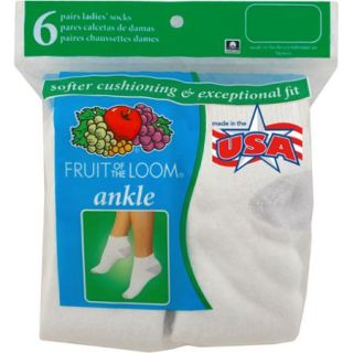Fruit of the Loom Women's Value Pack Ankle Socks   6 Pairs