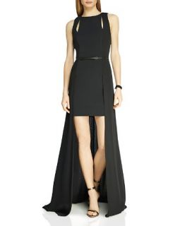 HALSTON HERITAGE Sleeveless High/Low Gown