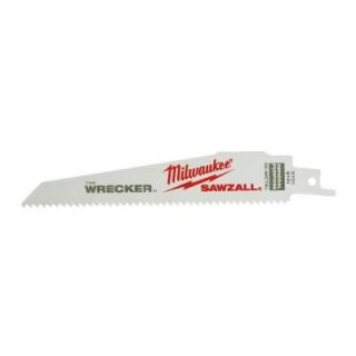 Milwaukee 6 in. 8 Teeth per in. Wrecker Demolition Cutting Sawzall Reciprocating Saw Blades (25 Pack) 48 00 8701