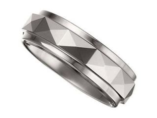 7.3MM Dura Tungsten Faceted Band With Ridge Size 6