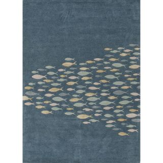 Hand tufted Transitional Animal Print Pattern Blue Rug (5 x 8