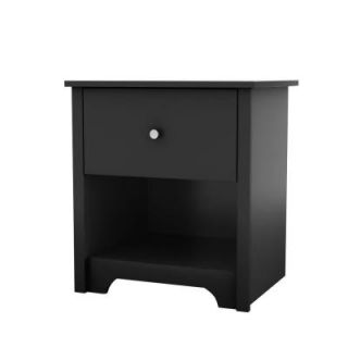 South Shore Furniture Bel Air 1 Drawer Nightstand in Pure Black 3170062