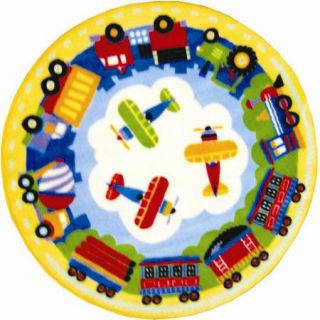 Fun Rugs Olive Kids Trains, Planes and Trucks Area Rug