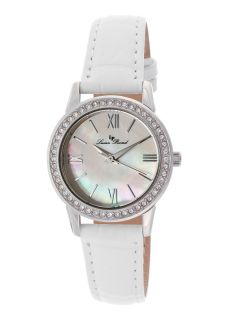 Womens White Leather & Mother Of Pearl Watch by Lucien Piccard Watches