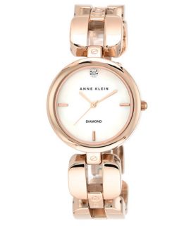 Anne Klein Womens Diamond Accent Rose Gold Tone Link Bracelet Watch