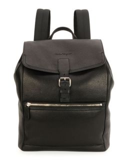 Salvatore Ferragamo Manhattan Leather Backpack, Black