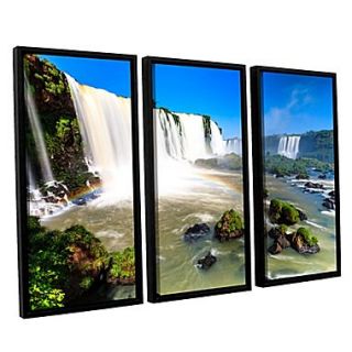 ArtWall Iguassu Falls 3 3 Piece Canvas Set 36 x 54 Floater Framed (0yor043c3654f)
