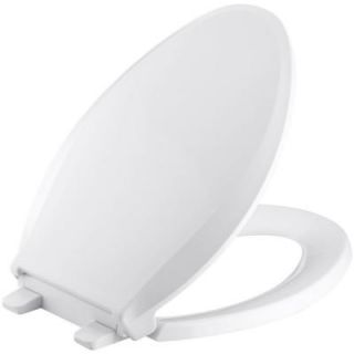 KOHLER Cachet Quiet Close Elongated Closed Front Toilet Seat with Grip Tight Bumpers in White K 4636 0
