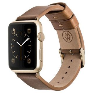 Monowear Brown Leather Band + Yellow Gold Luxury Adapter 38mm
