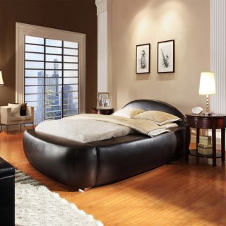 TRIBECCA HOME Yorkshire Black Bonded Leather Modern Upholstered Bed