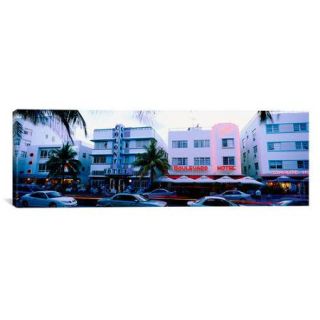 iCanvas Panoramic Traffic on Road in front of Hotels, Ocean Drive, Miami, Florida Photographic Print on Canvas