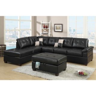 Madan Black Bonded Leather Sectional Sofa   16418499  