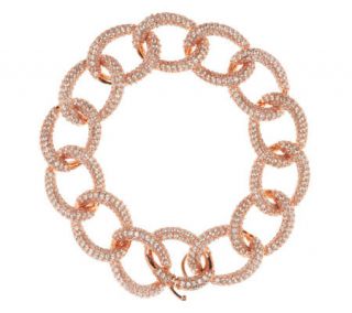 VicenzaSilver Sterling 8 Pave Crystal Curb Link Bracelet —