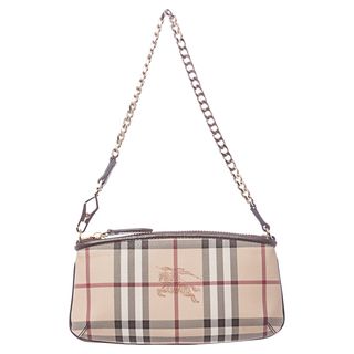 Burberry Clara Beige/ Chocolate Haymarket Wristlet