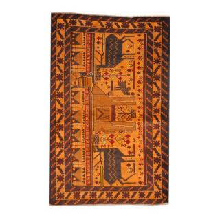 Herat Oriental Semi antique Afghan Hand knotted Tribal Balouchi Gold
