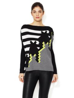 Houndstooth Intarsia Sweater by L.A.M.B.