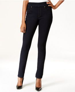 Style & Co. Petite Pull On Straight Leg Jeans, Rinse Wash, Only at