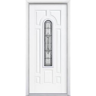 Masonite 36 in. x 80 in. Providence Center Arch Primed Smooth Fiberglass Prehung Front Door with Brickmold 14674