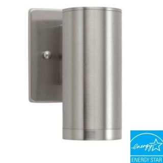 Home Decorators Collection Riga 1 Light Stainless Steel Outdoor Wall Mount Cylinder Light Fixture 200024A
