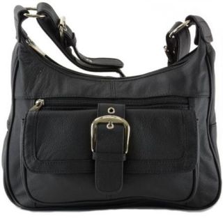 Women's Leather Organizer Purse Multi Pocket Handbag Shoulder Bag Satchel Tote Black One Size