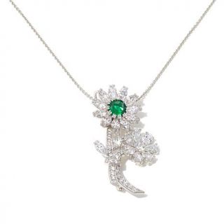 Jean Dousset 10.85ct Absolute™ and Simulated Emerald "Flower" Pin/Pendant   7907326