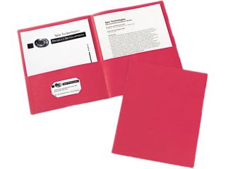 Avery 47989 Two Pocket Embossed Paper Portfolio, 30 Sheet Capacity, Red, 25/Box