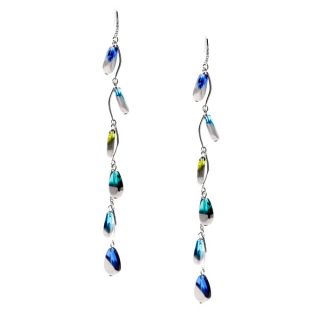 ABS Aqua/ Blue and Green Linear Cluster Earrings  
