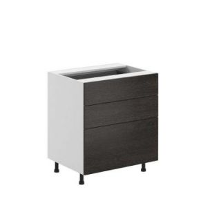 Eurostyle 30x34.5x24.5 in. Leeds 3 Drawer Base Cabinet in White Melamine and Door in Steel B3D30.W.LEEDS